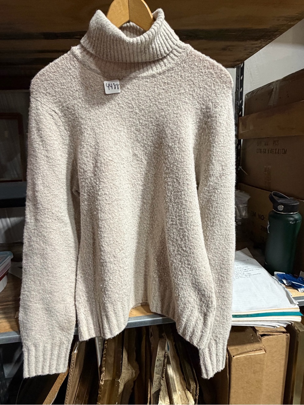 #4488-Cozy Cream Bouclé Turtleneck Sweater